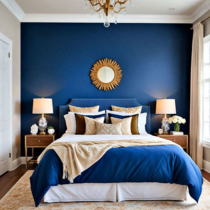 regal blue accent wall for master bedroom