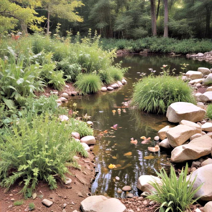 riparian buffer with native plants for pound