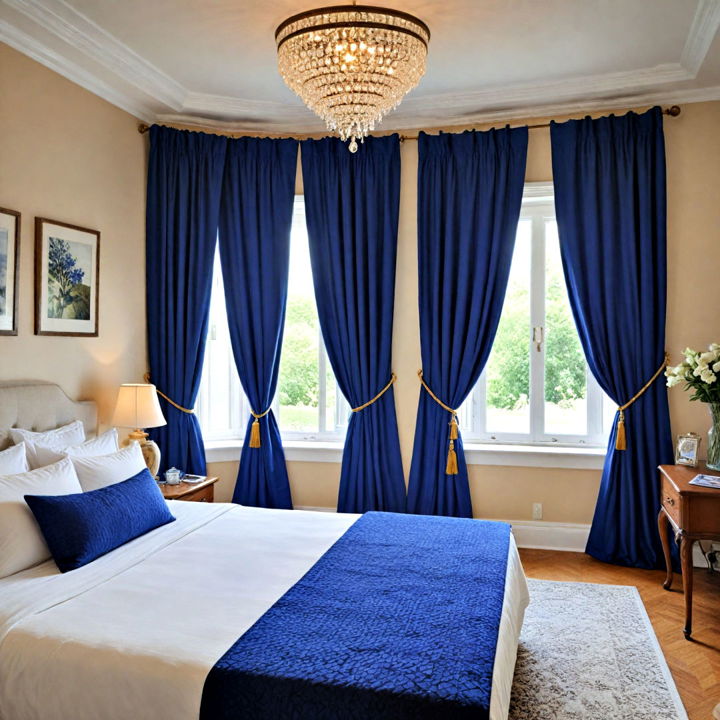 royal blue bedroom curtains