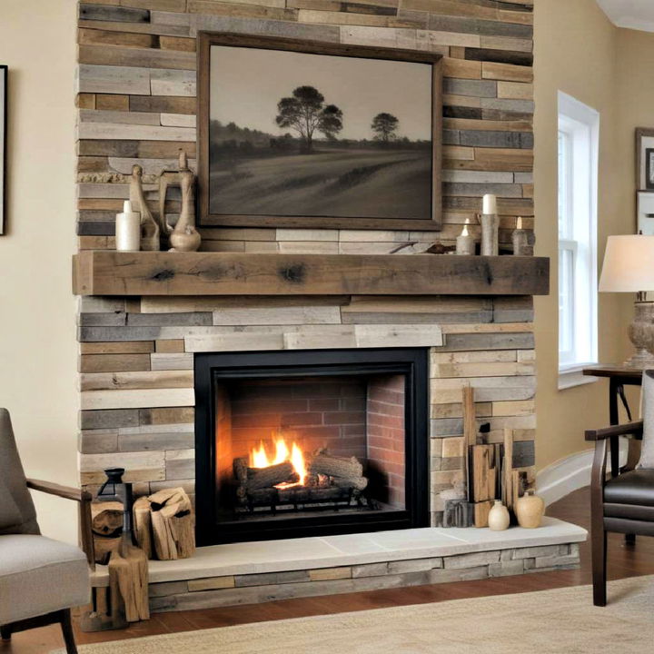 rustic barn wood mantel