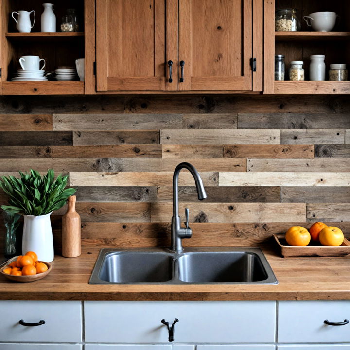 rustic barnwood shiplap backsplash