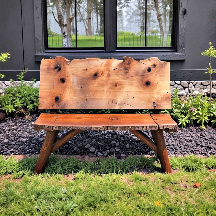 rustic log bench for casual seating