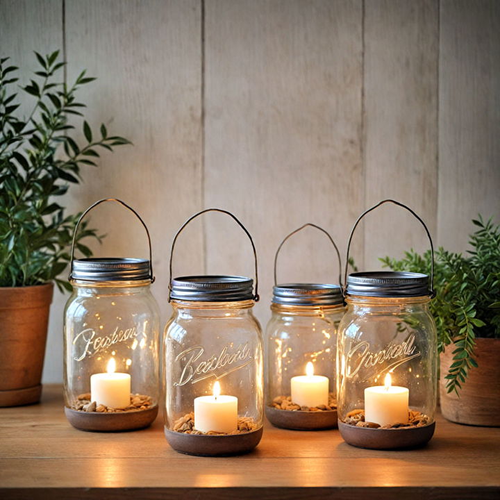 rustic mason jar lanterns for living room
