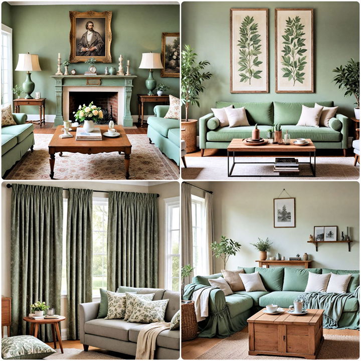 rustic sage green living room ideas