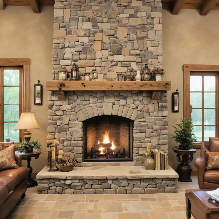 rustic stone fireplace for any room