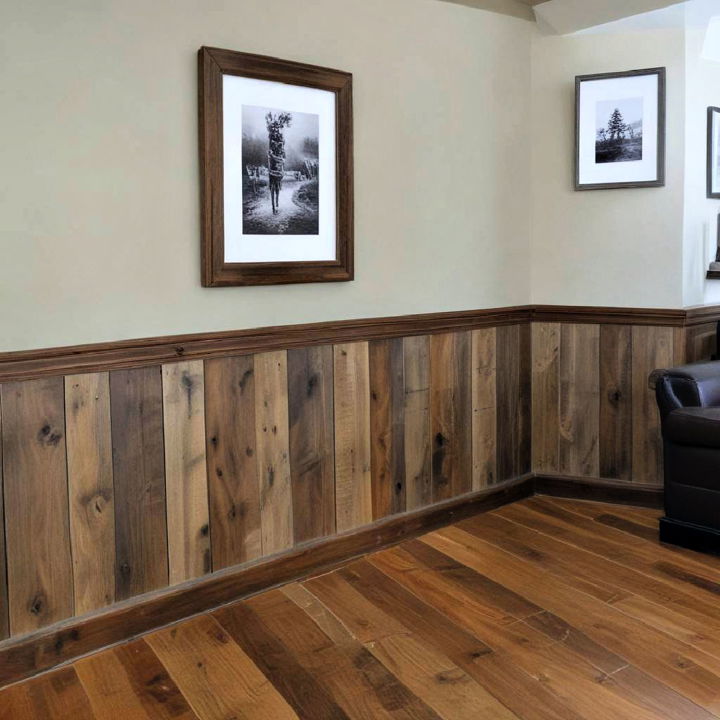 rustic wood wainscoting for living room
