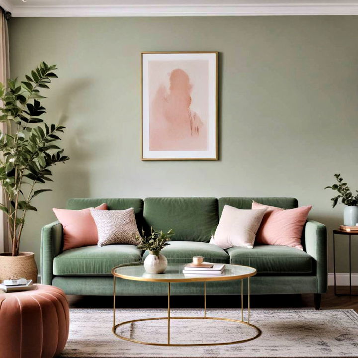 sage green sofa living room