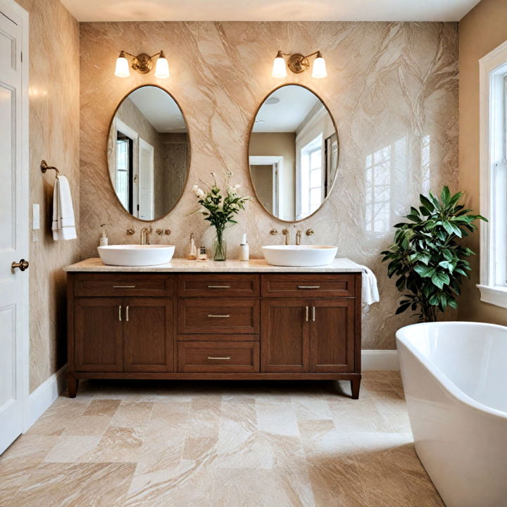 sand colored marble bathroom floor