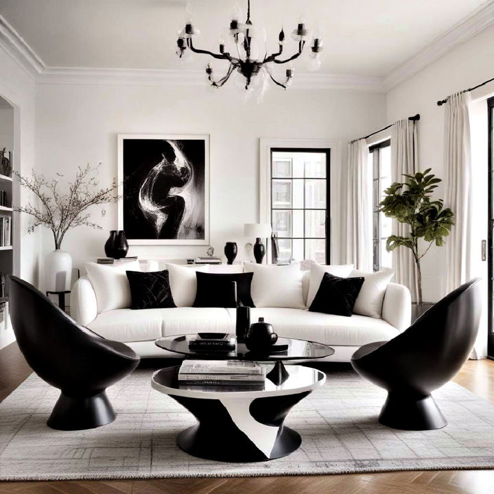 sculptural furniture for black and white living room