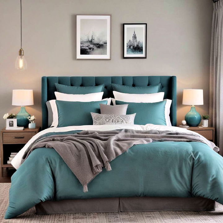 serene simplicity teal and grey bedroom