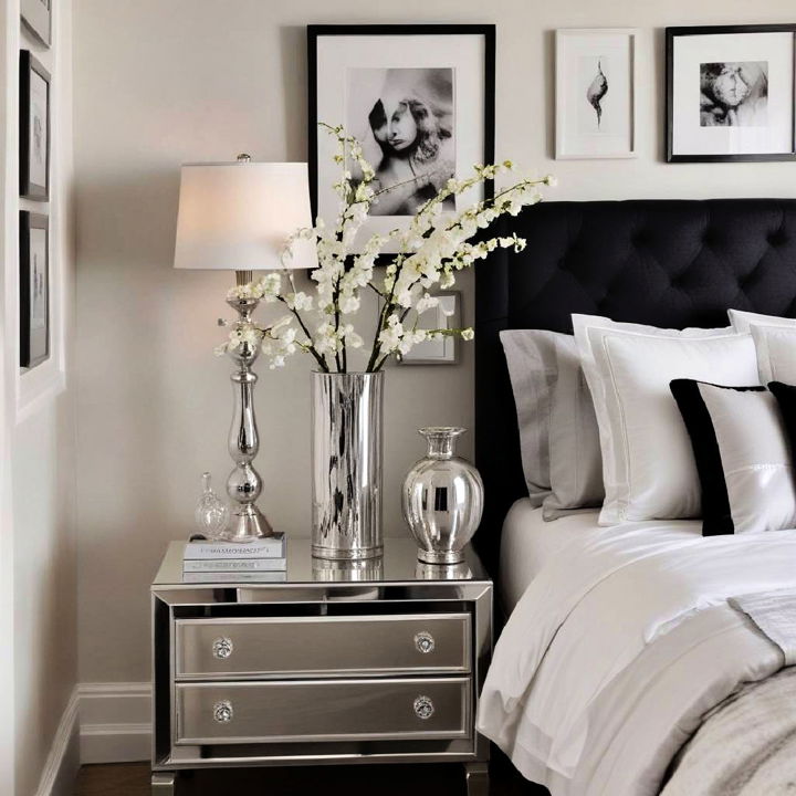 silver vases and decorative pieces for bedroom