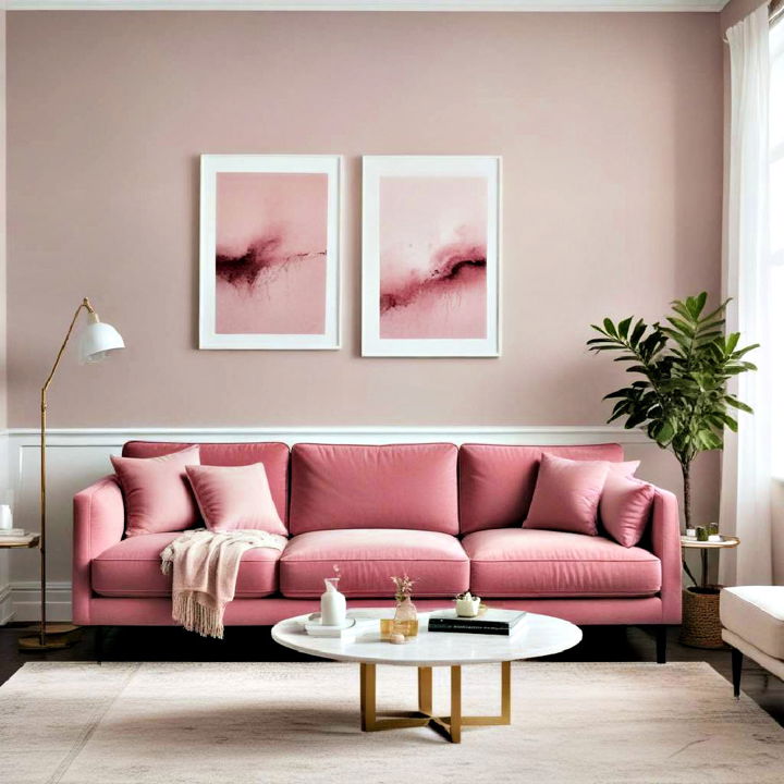 sleek and elegant mauve pink couch