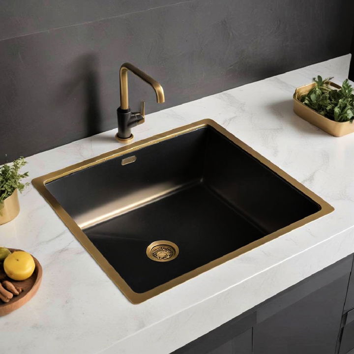 sleek black and gold sink for kitchen