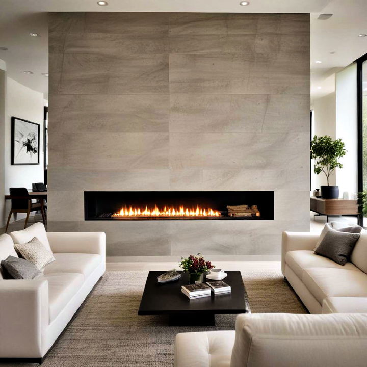 small living room linear fireplace