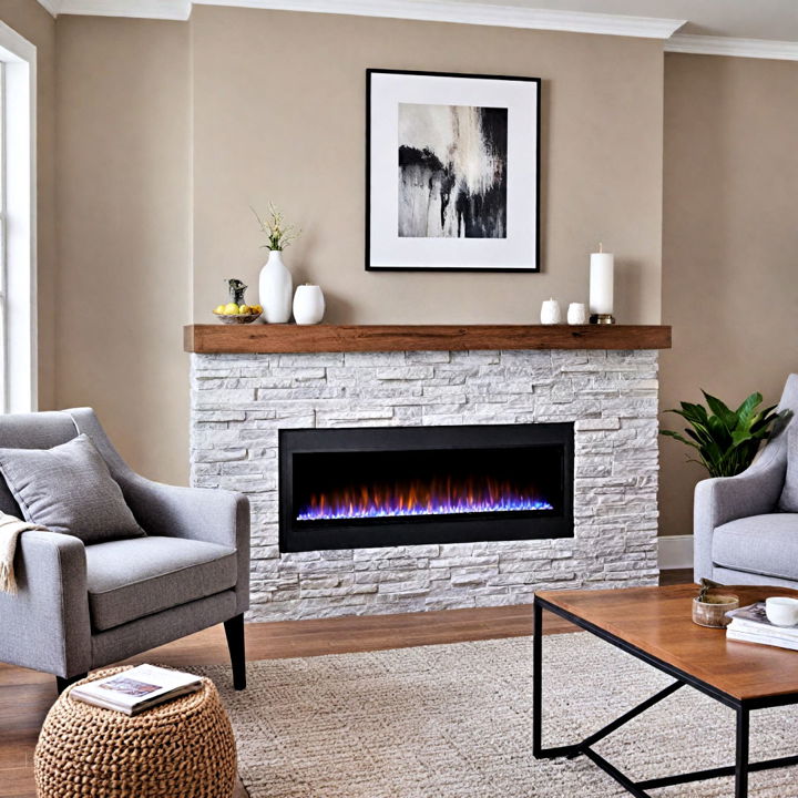 small living room recessed fireplace