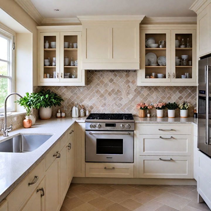 soft and subtle kitchen with beige cabinets