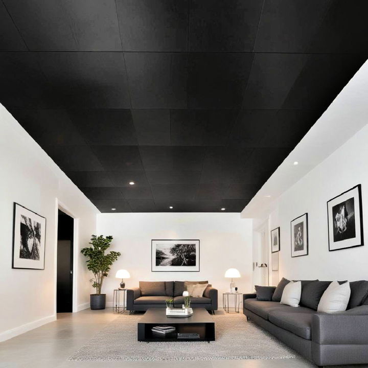 sophisticated black acoustic ceiling