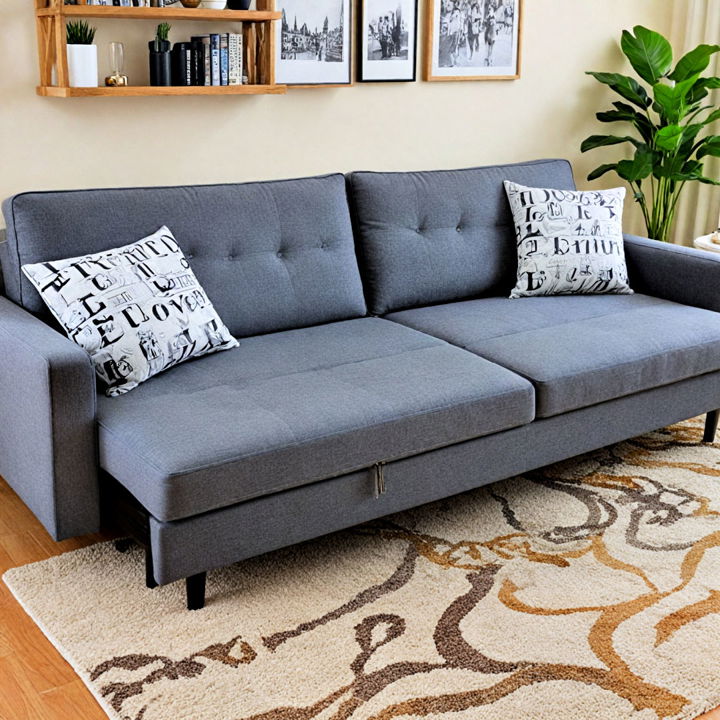 space saving sleek gray sofa bed