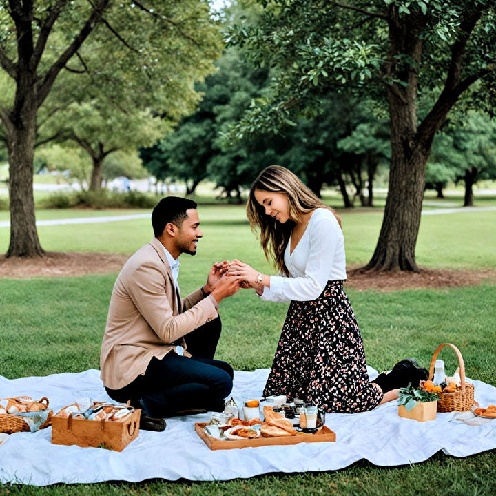 special picnic setting for a wedding proposal