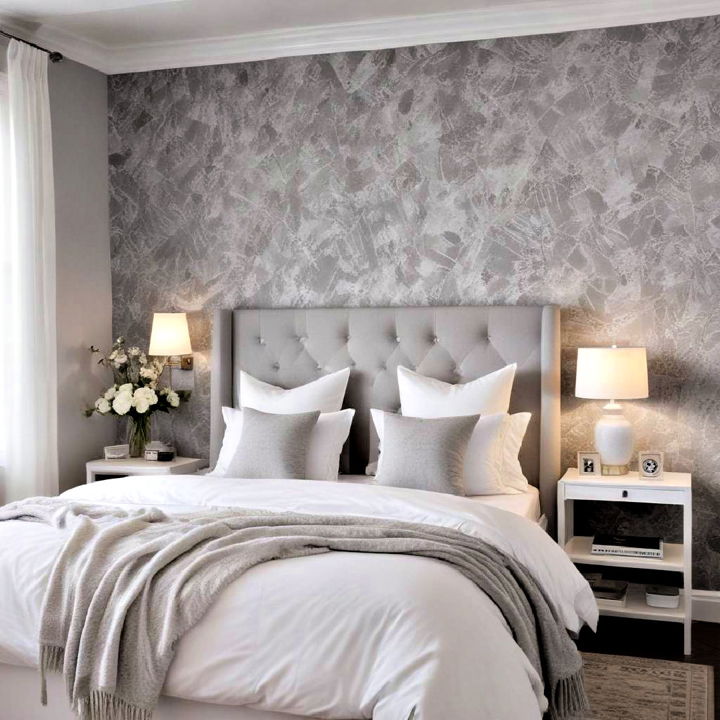 statement wall for grey and white bedroom