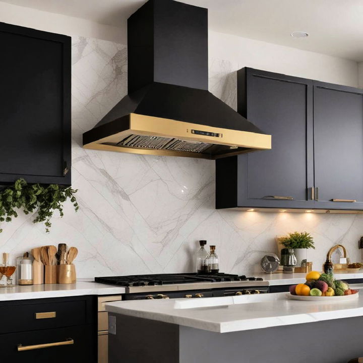 stunning black and gold range hood