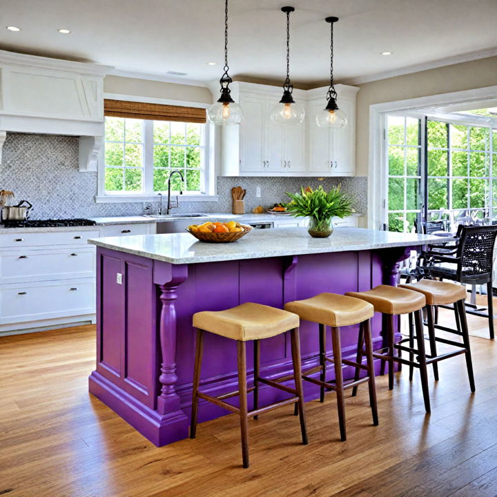 stunning purple kitchen island