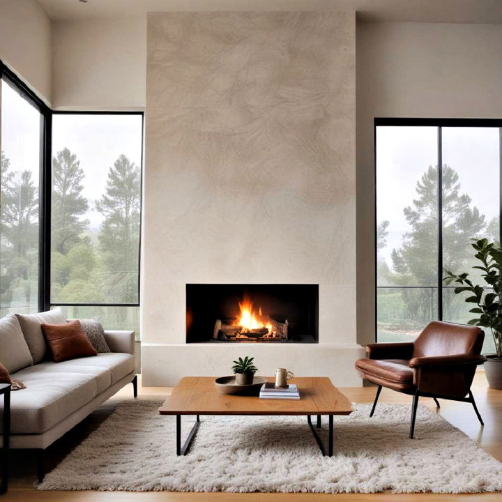 stunning sculptural fireplace