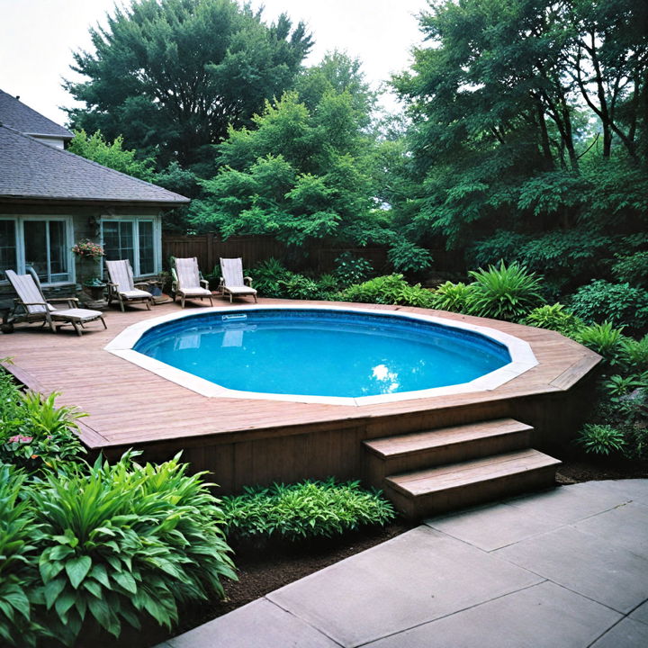 stylish above ground pool with deck