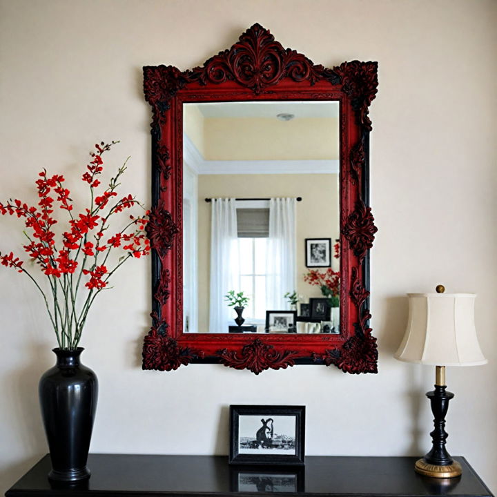 stylish artistic mirror red and black bedroom