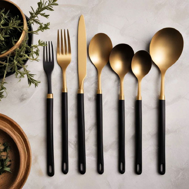 stylish black and gold utensils
