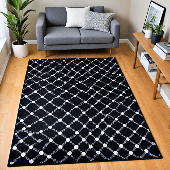 stylish black rug with silver accent