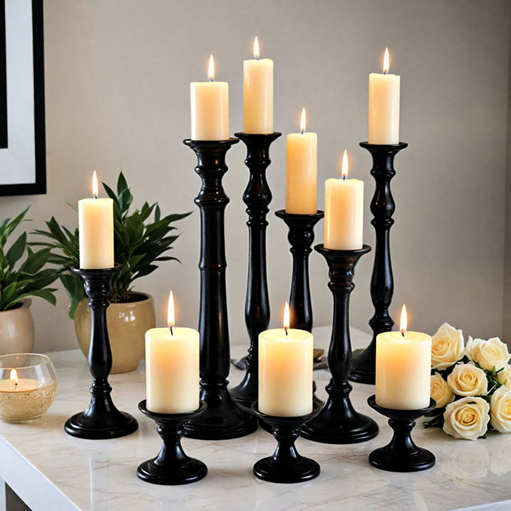 stylish cream and black candles