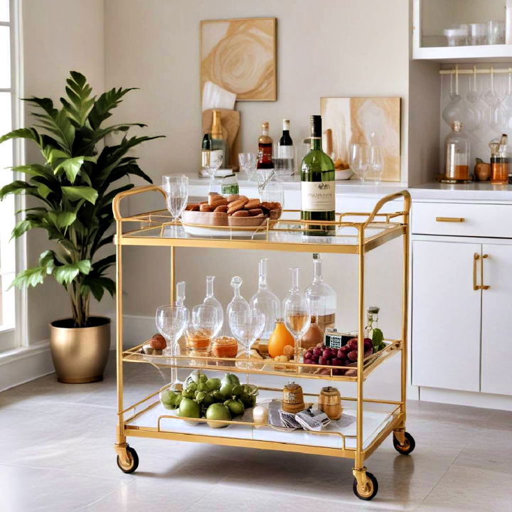 stylish gold bar cart