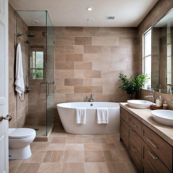 taupe tiles bathroom for subtle sophistication