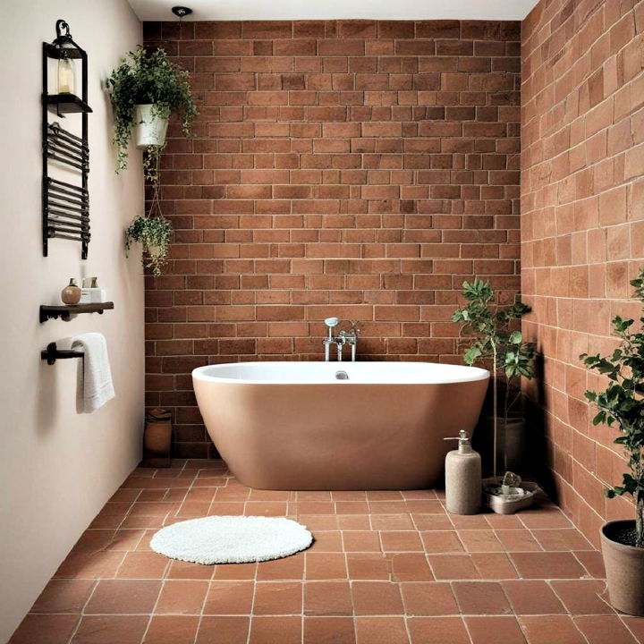 terracotta tiles brown bathroom