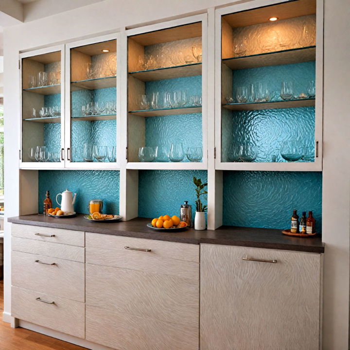 textured glass kitchen cabinets