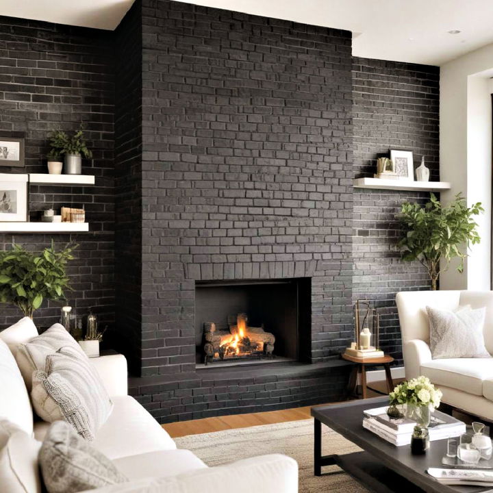 timeless durability black brick fireplace