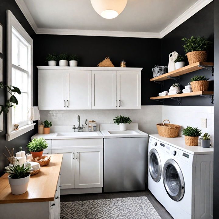 two toned wall for laundry room