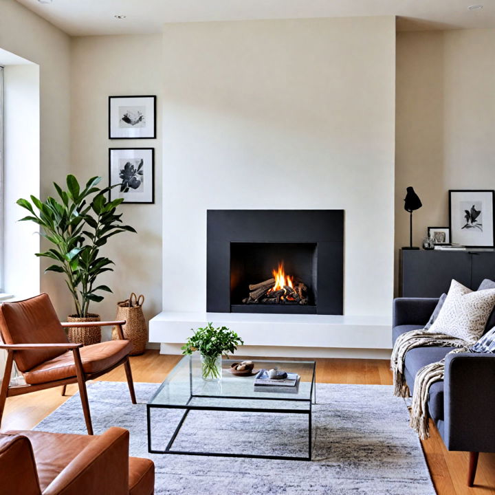 uncluttered minimalist fireplace