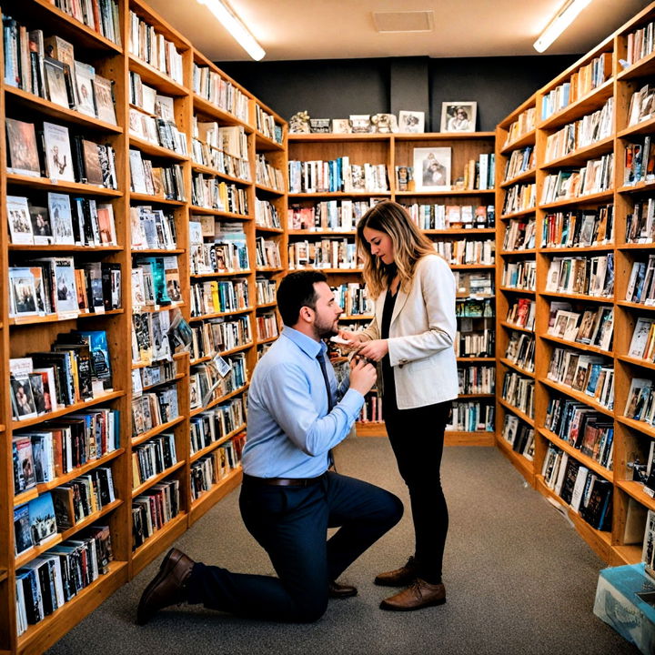 unique bookstore wedding proposal