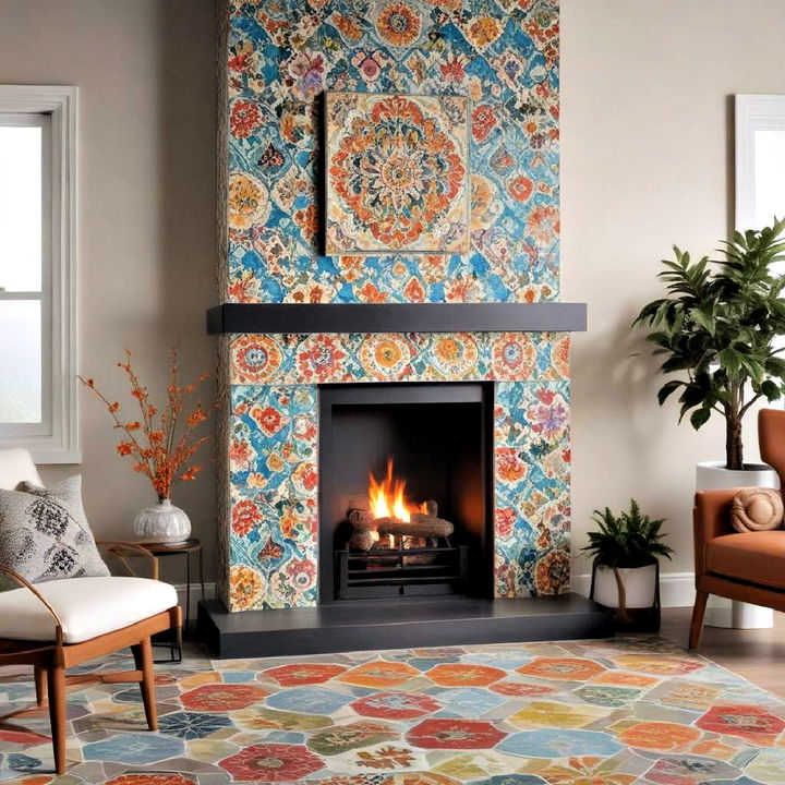 unique ceramic tile fireplace