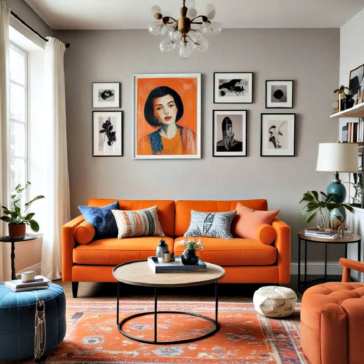 unique eclectic style orange couch