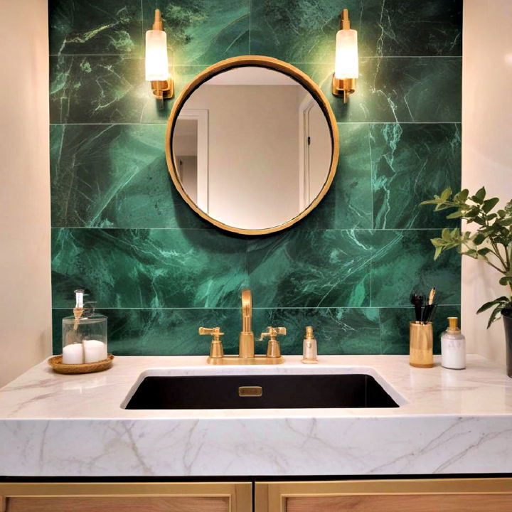 unique emerald green backsplash