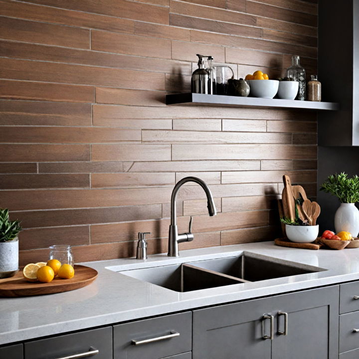 unique metallic shiplap backsplash