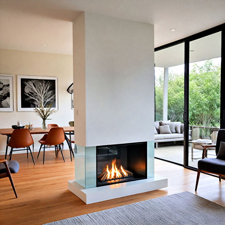 unique transparent fireplace