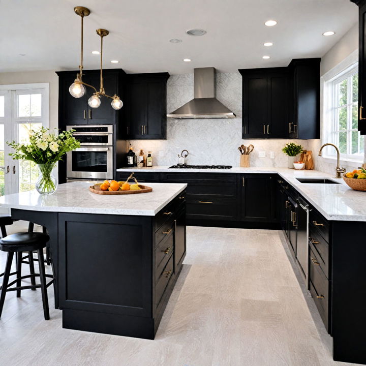 urban edge with black kitchen cabinets