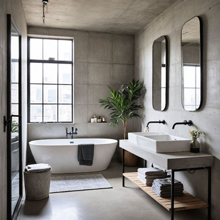 urban loft style concrete bathroom