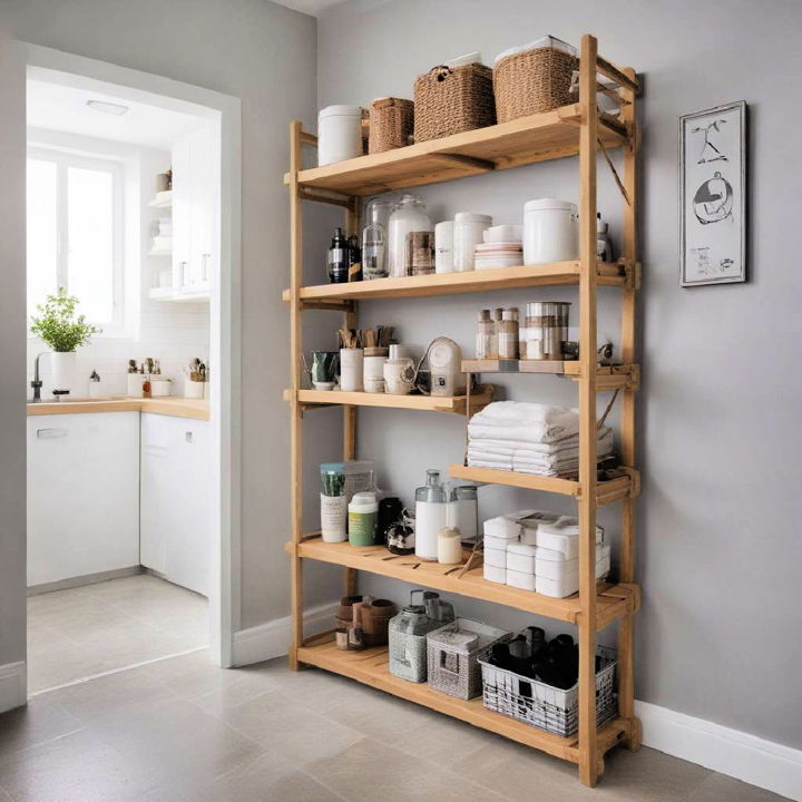 utility room vertical storage rack idea