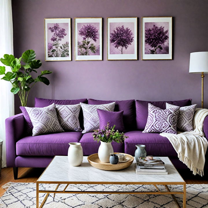 various shade of purple throw pillows