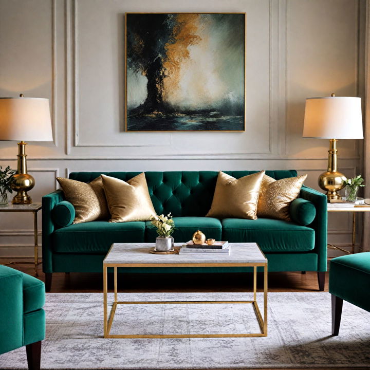 velvet emerald green sofa for living room